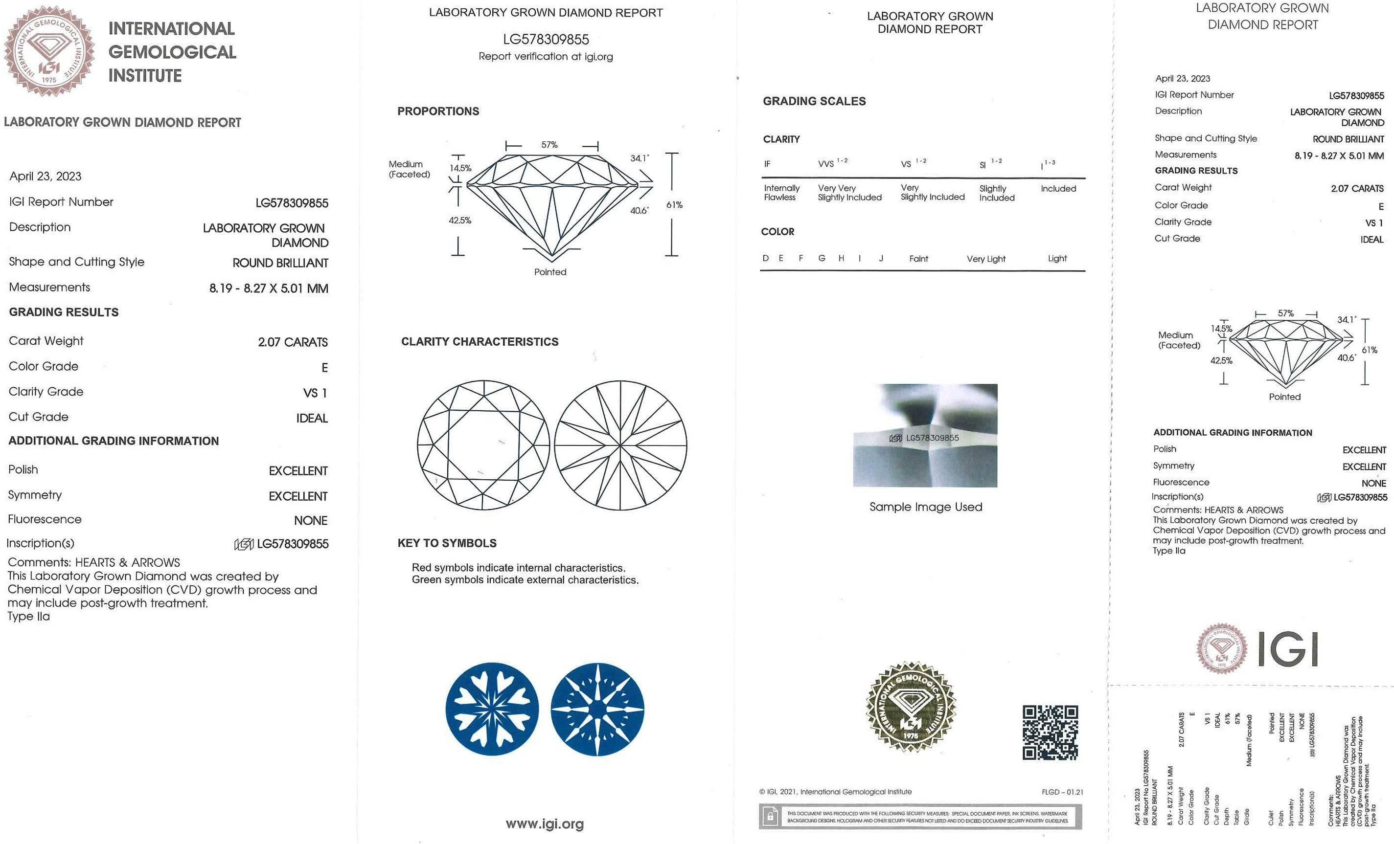 2.07 Carat Ideal Round Brilliant Lab Grown Diamond Solitaire Ring - Shape of Brilliant