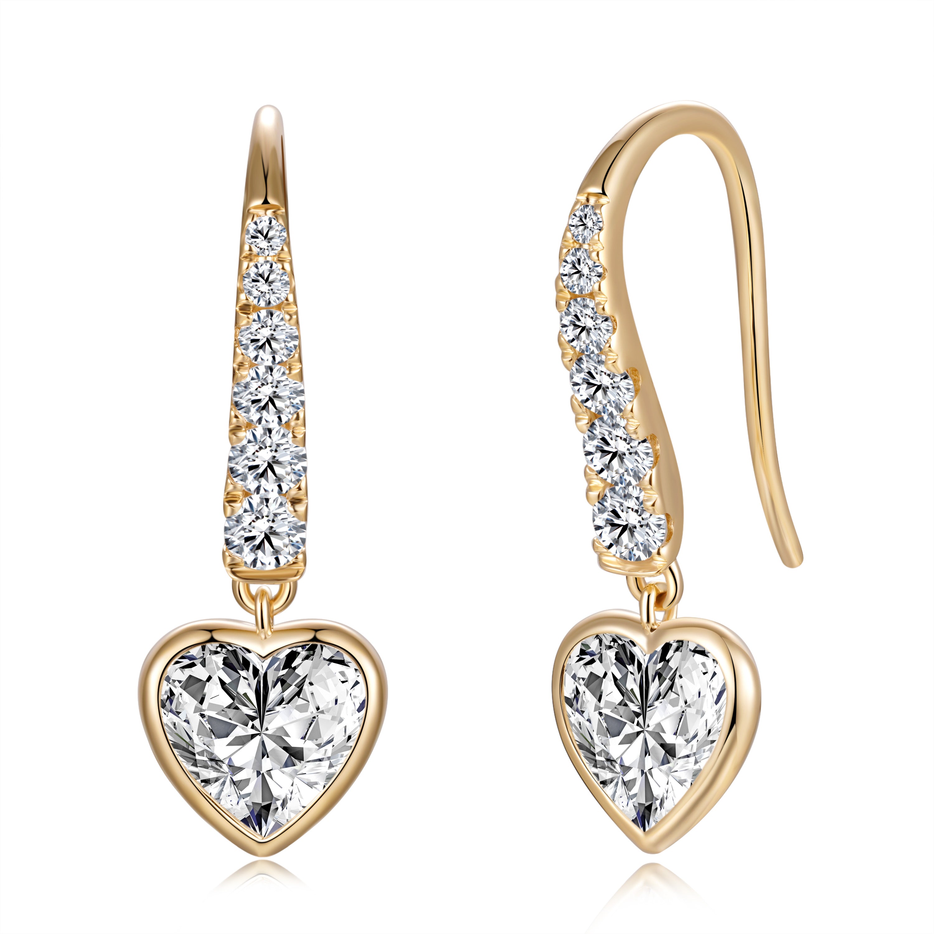 Loving Heart Yellow Gold Drop Earrings