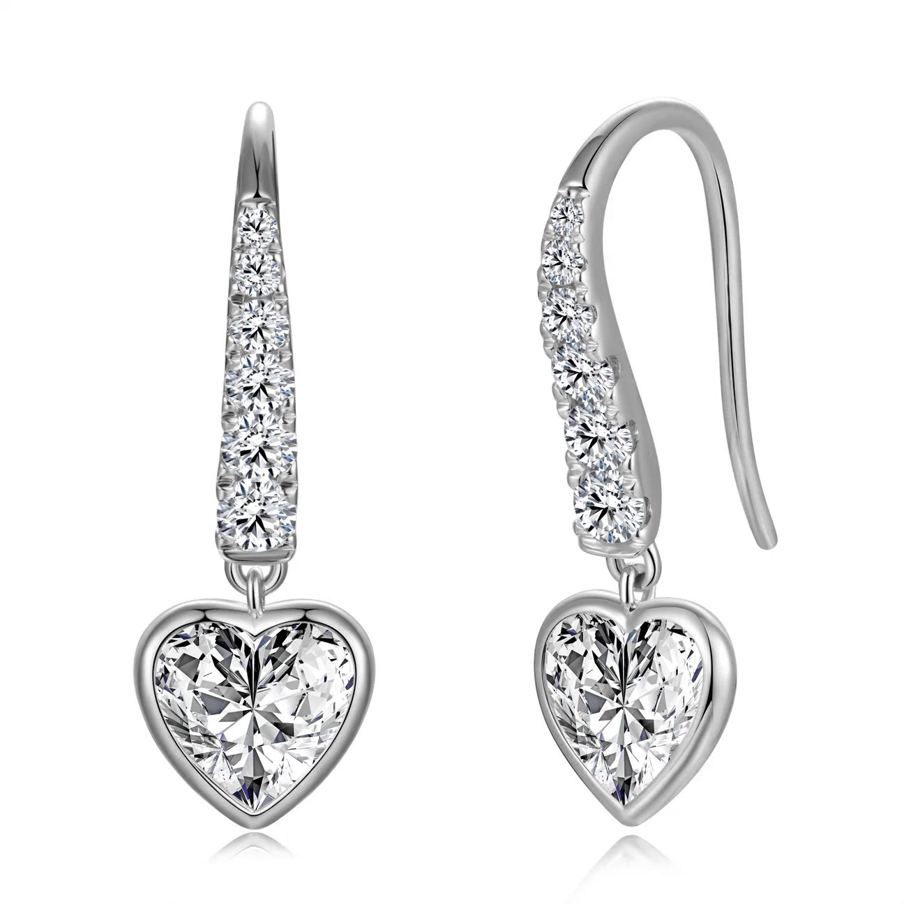 Loving Heart White Gold Drop Earrings