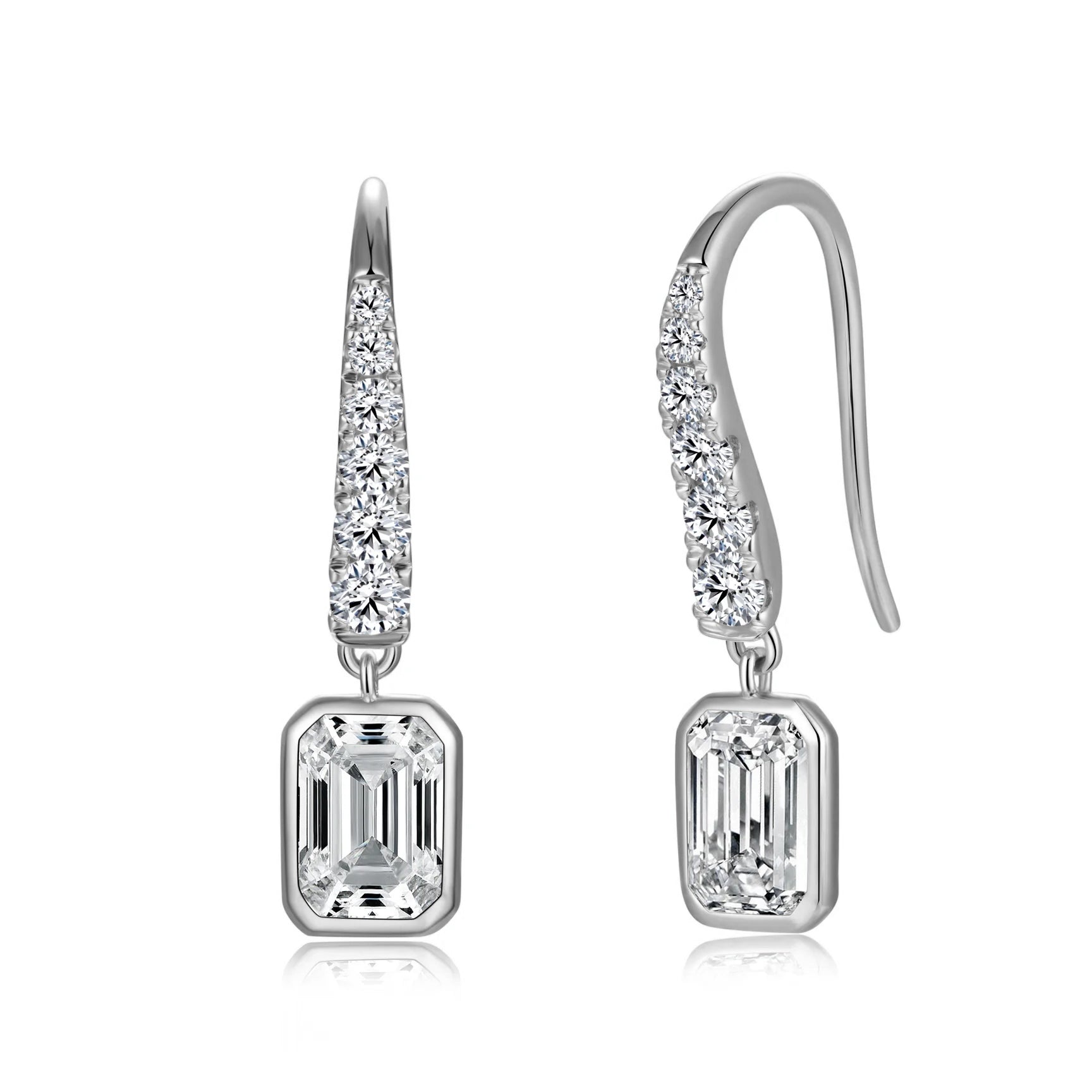 Emerald Elegance White Gold Diamond Earrings