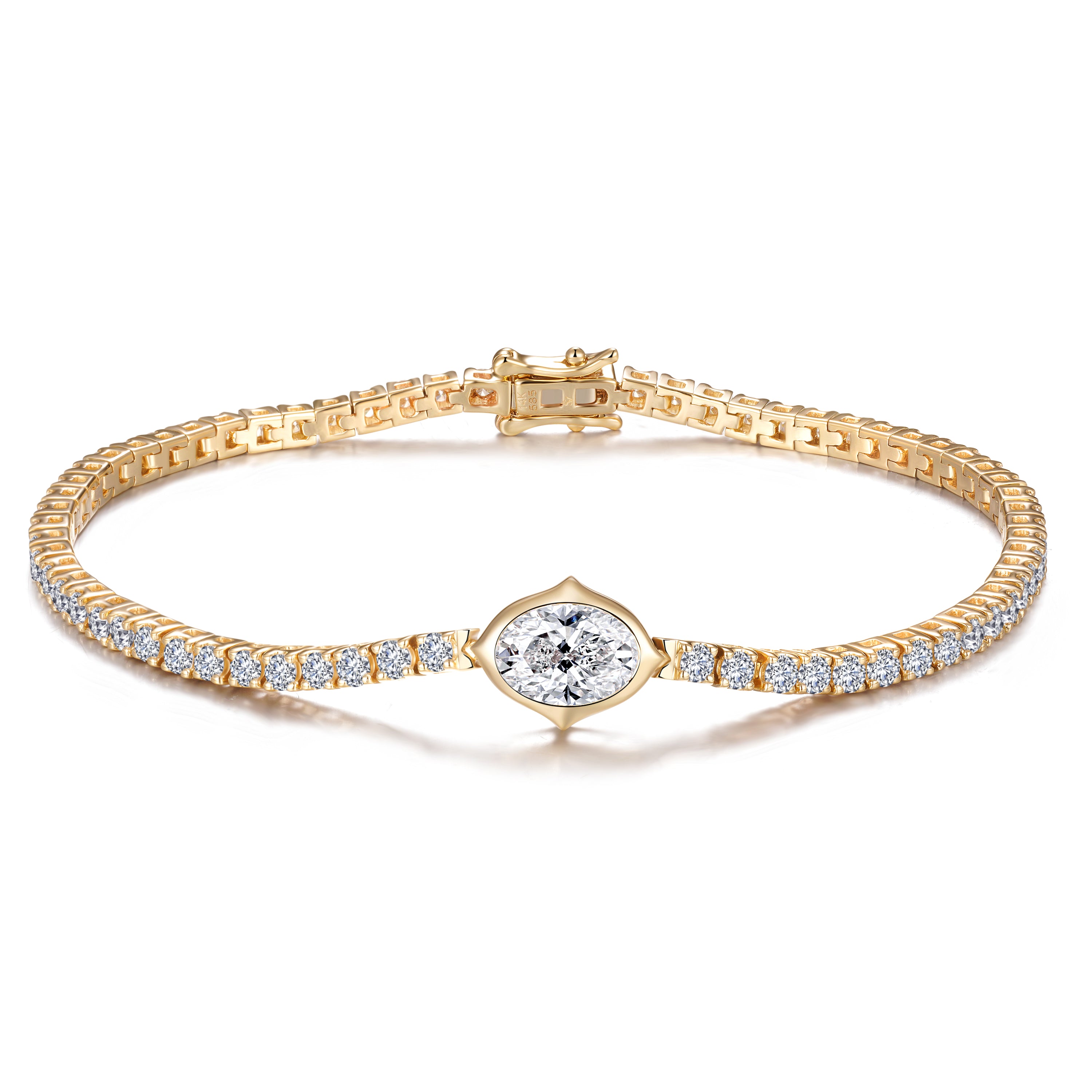 Golden Oval Diamond Bracelet