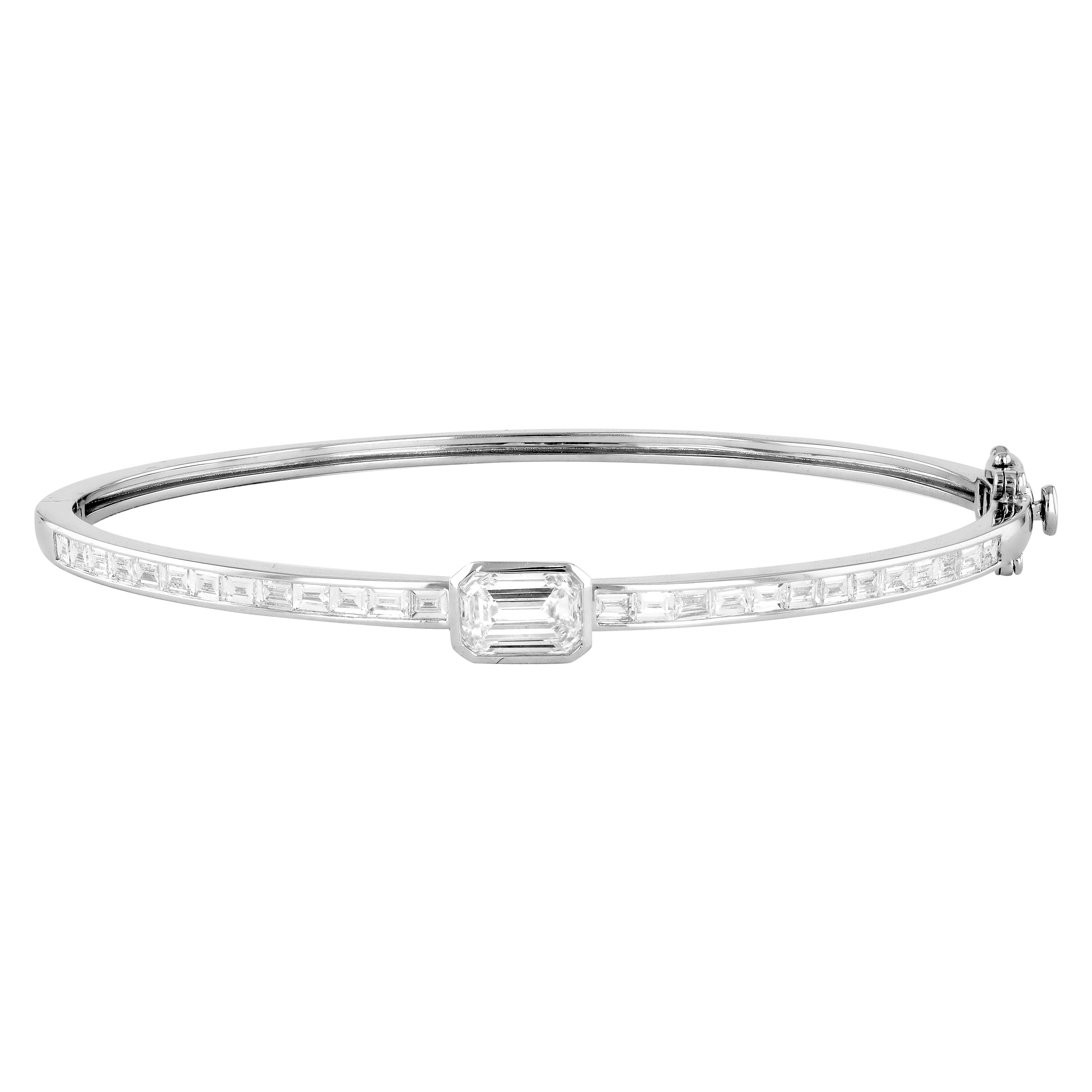 Timeless Emerald-Cut Diamond Bangle