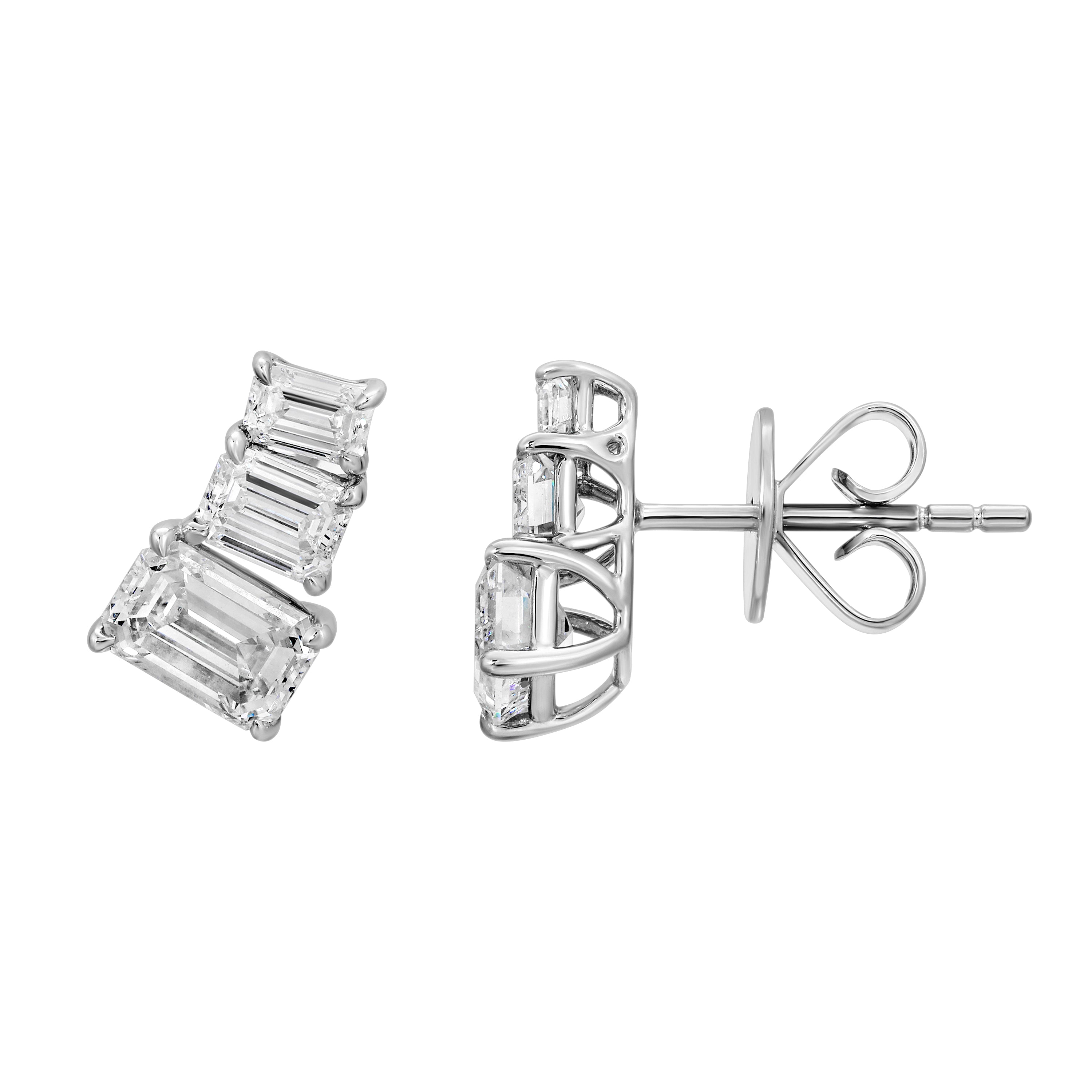 Emerald Cut Trio Earrings